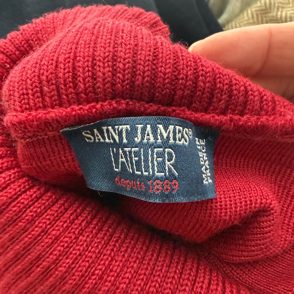 NWT Saint James L’Atelier France Blue Red Wool Sweater L - Picture 4 of 7